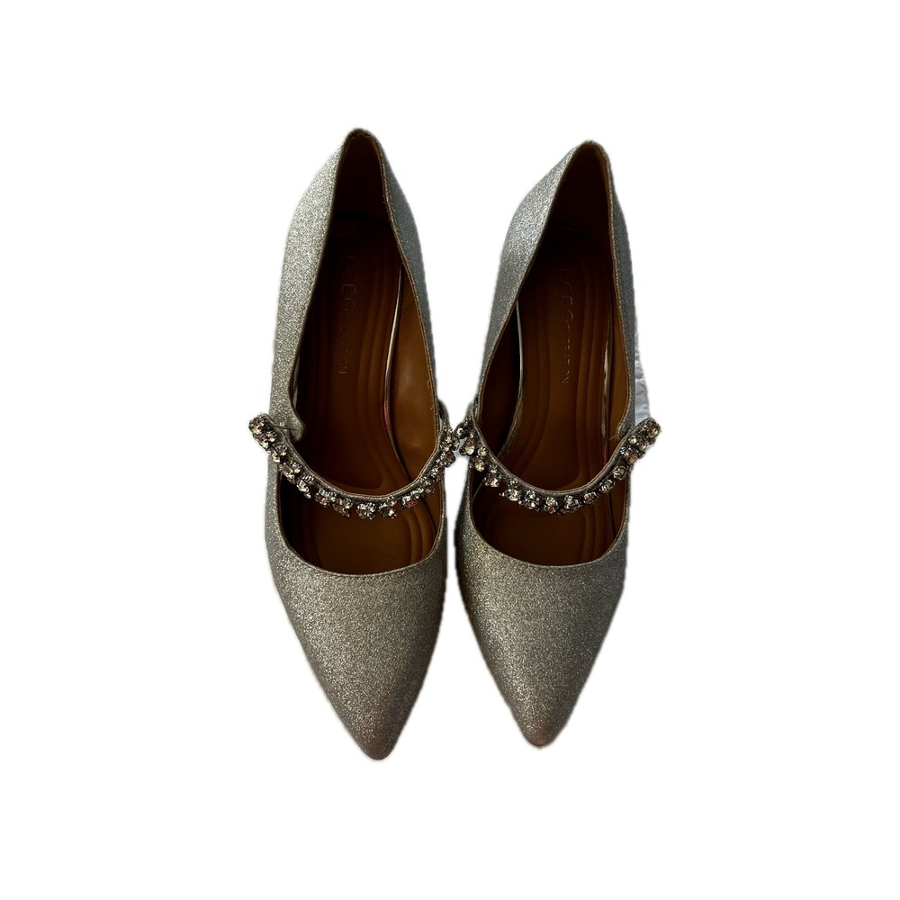 Y2k Bcbgeneration Silver Glitter Pointed Toe Heel… - image 1